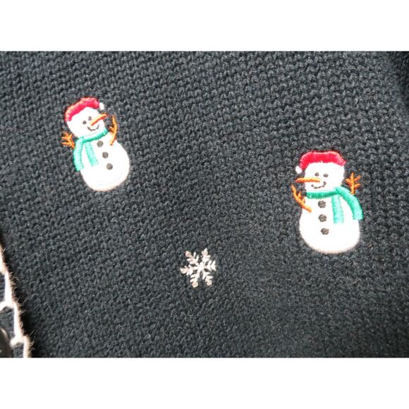 Quacker Factory Christmas Sweater Cardigan Snowman Size S Holidays - Picture 2 of 6